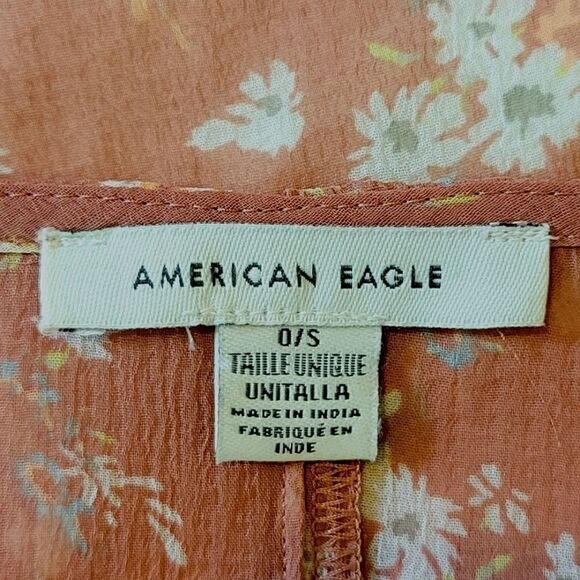 American Eagle Outfitters Burnt Orange Floral Sheer Boho Kimono One Size - Picture 3 of 5